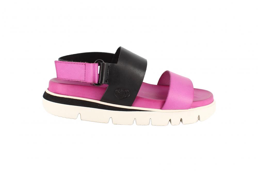 Shoes 4 Comfort | Damen Sandale mit Klettverschluss Fuchsia / Schwarz