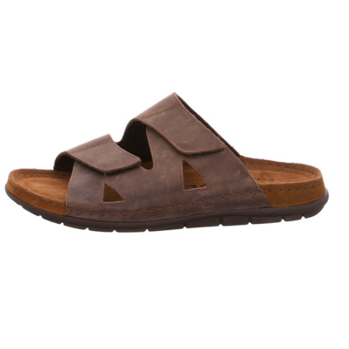 Rohde Herren Leder 2 Klett Pantolette Mocca 