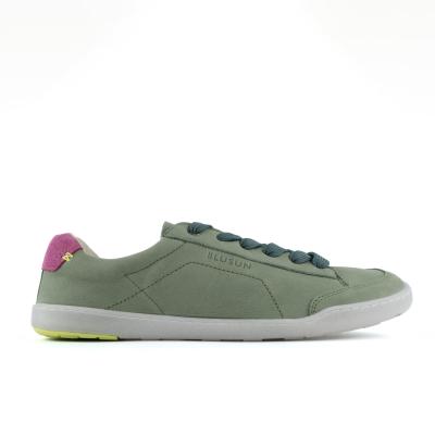 BLUSUN BLSN-500W Damen Barfuß Sneaker aus edlem Nubukleder und Veloursleder. green 