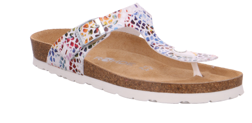 Rohde Damen Zehentrenner Bio-Pantolette Alba in Multicolor weiß 