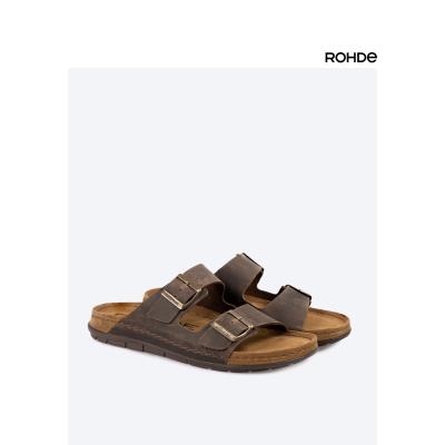 Rohde Herren Leder 2 Band Pantolette Mocca 